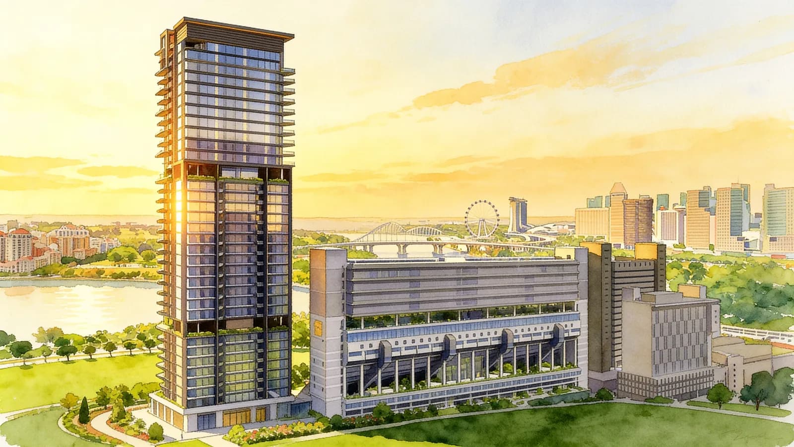 Aurea, a 43-storey condominium in Downtown Core. Illustration is AI-generated.