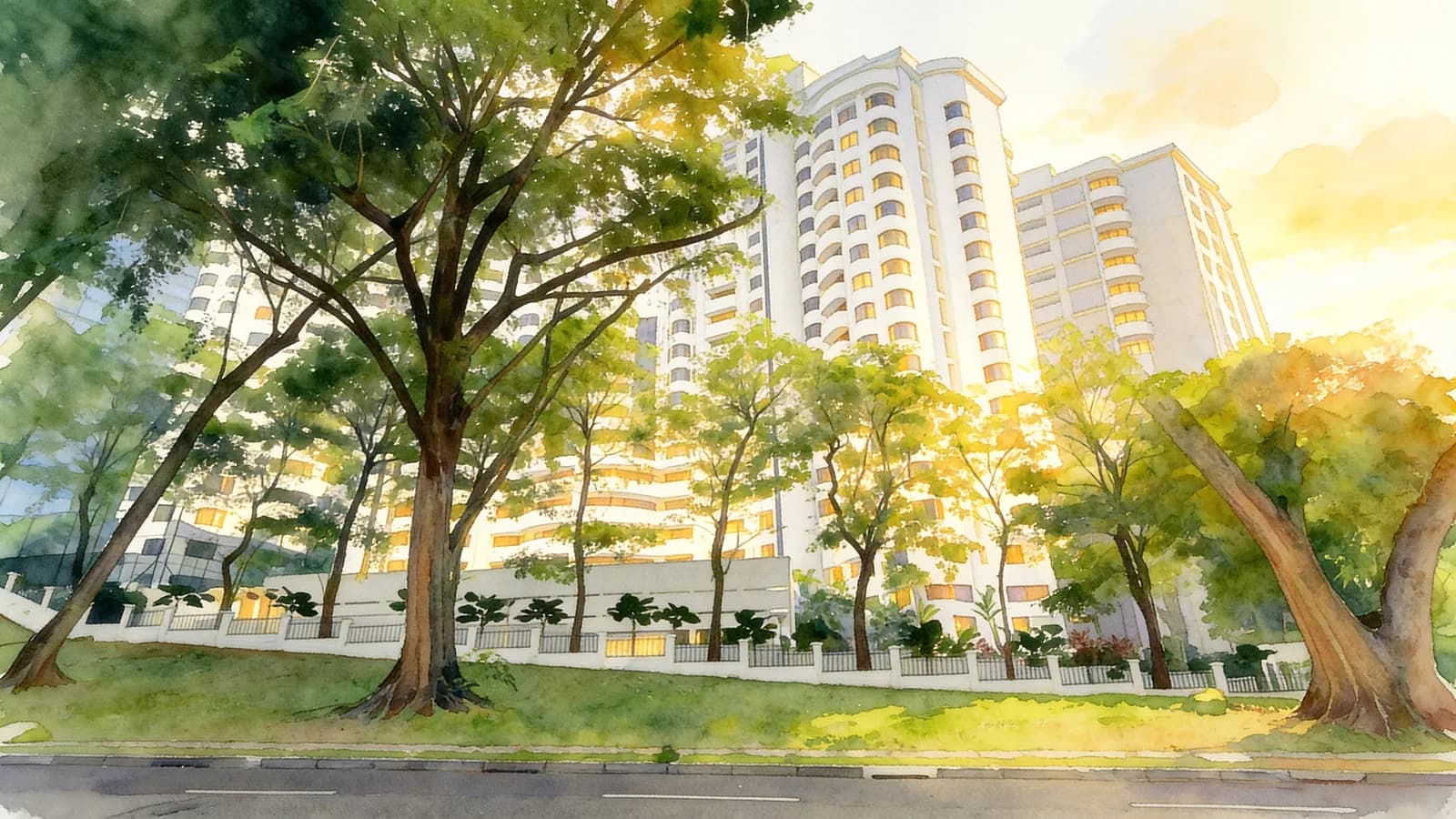 Casa Cairnhill, a condominium in Newton. Illustration is AI-generated.