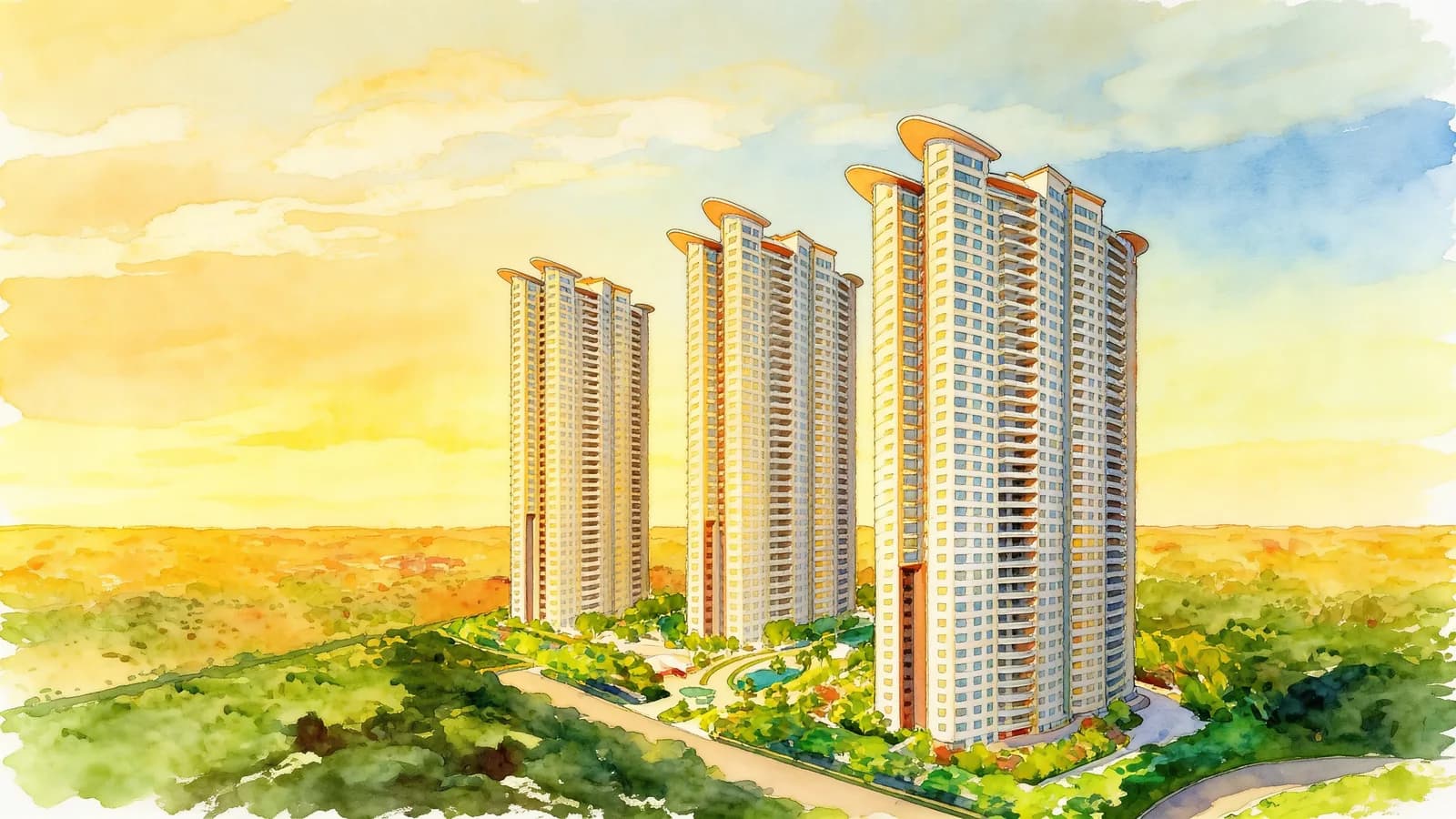 Clover By The Park, a 39-storey condominium in Bishan. Illustration is AI-generated.