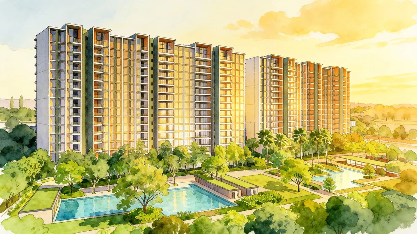 Tenet, a 15-storey executive condominium in Tampines. Illustration is AI-generated.