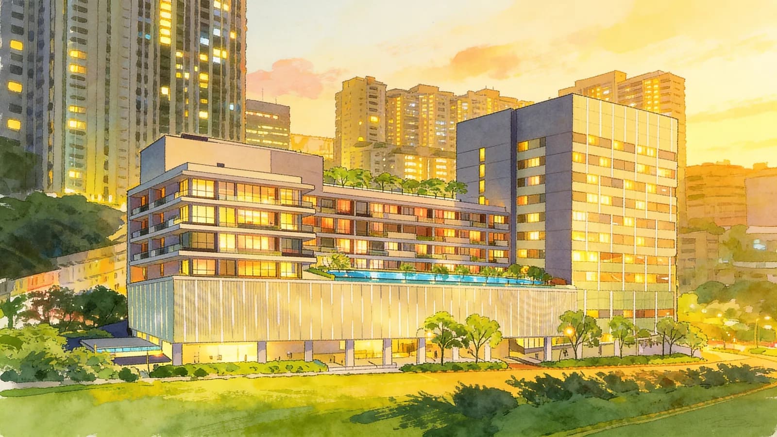 Dorsett Residences, a condominium in Outram. Illustration is AI-generated.