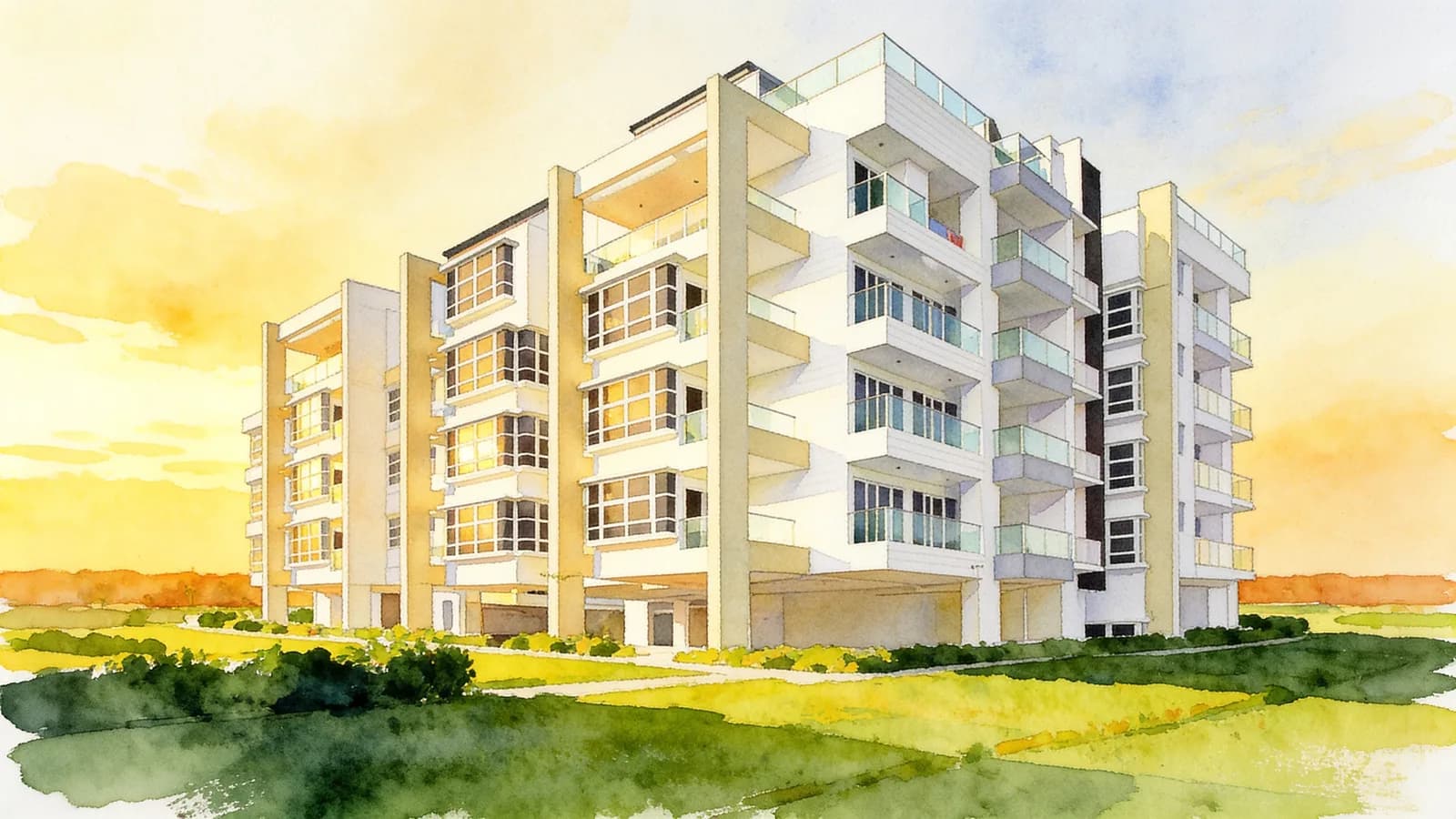 Blu Coral Condo, a 5-storey condominium. Illustration is AI-generated.