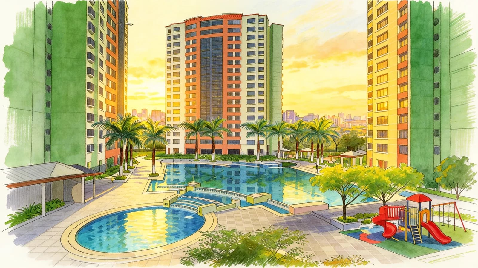 Haig Court, a condominium in Marine Parade. Illustration is AI-generated.