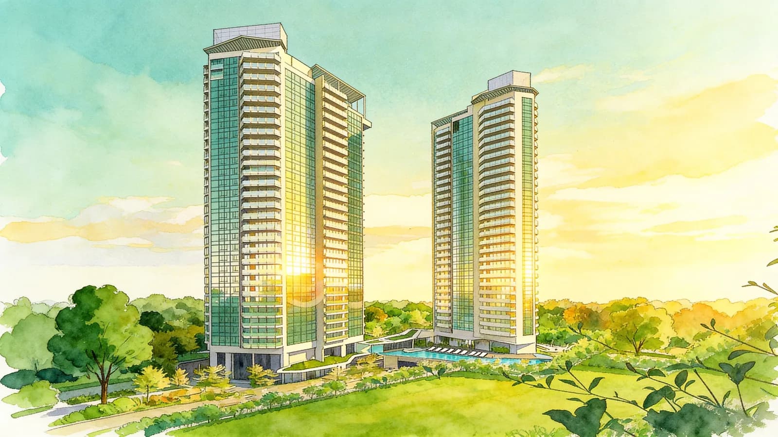 The Tate Residences, a condominium in Newton. Illustration is AI-generated.