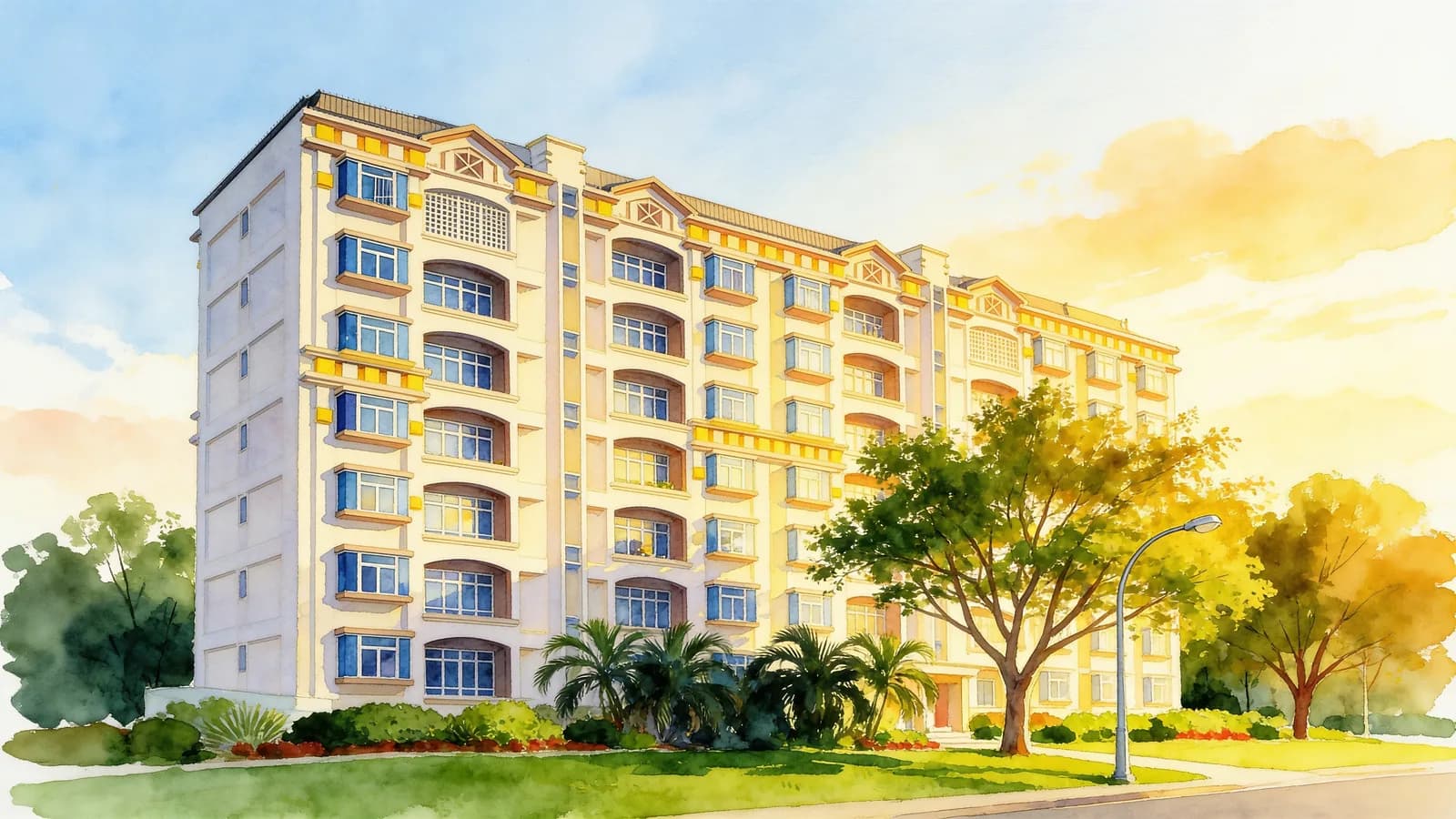 Casa Emerald, a condominium in Geylang. Illustration is AI-generated.