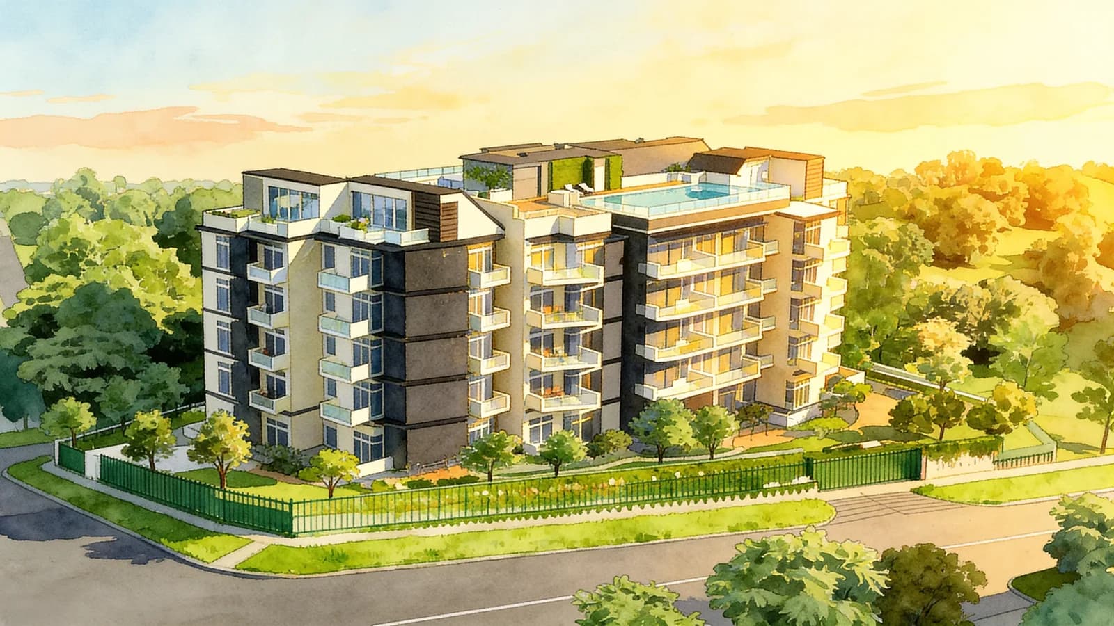 Seasuites, a 5-storey apartment in Queenstown. Illustration is AI-generated.