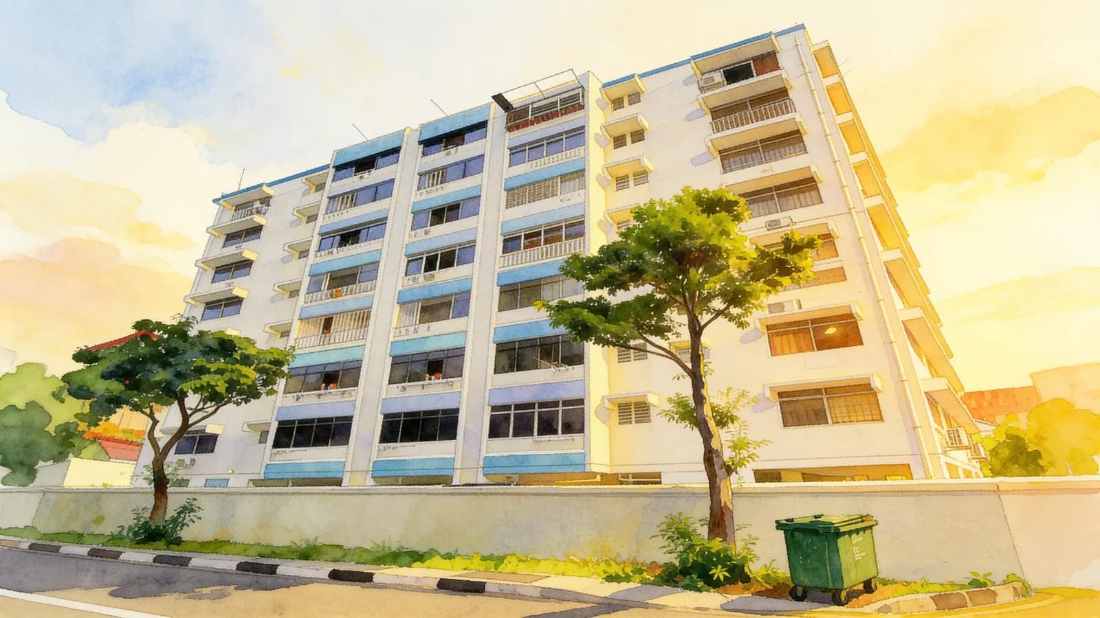 Waterloo View, an apartment in Rochor. Illustration is AI-generated.