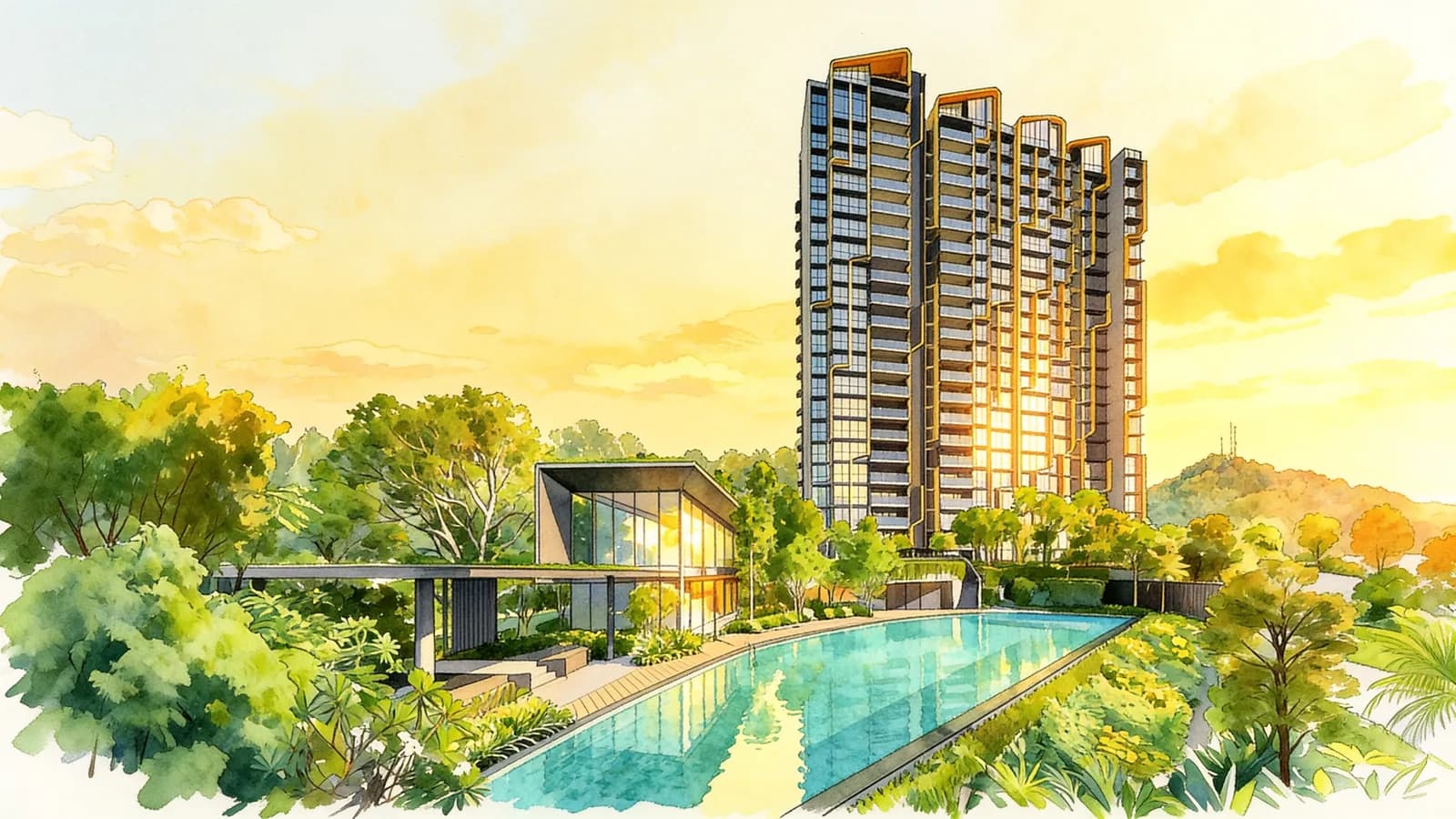 8@BT, a 20-storey condominium in Bukit Timah. Illustration is AI-generated.