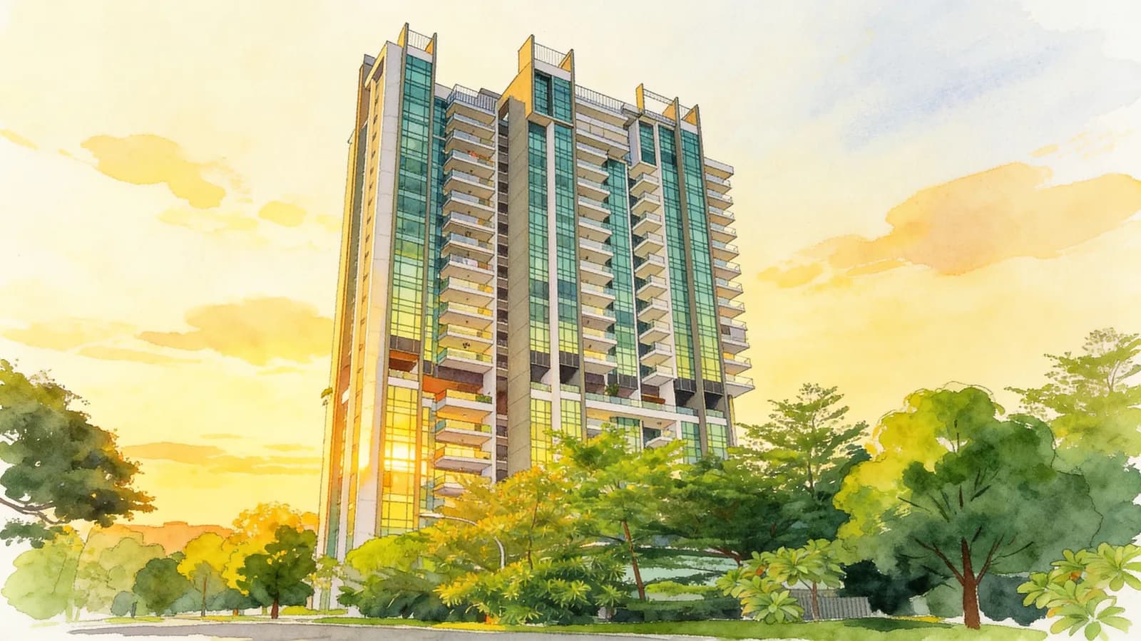 Montebleu, a condominium in Novena. Illustration is AI-generated.