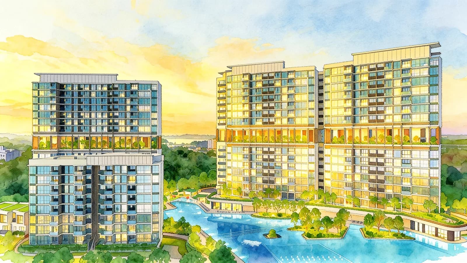 Lentor Gardens Residences, an apartment in Ang Mo Kio. Illustration is AI-generated.