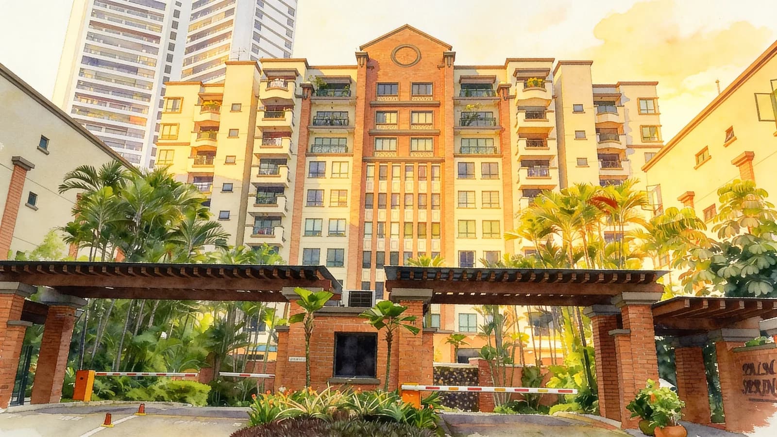 Palm Spring, a condominium in Tanglin. Illustration is AI-generated.