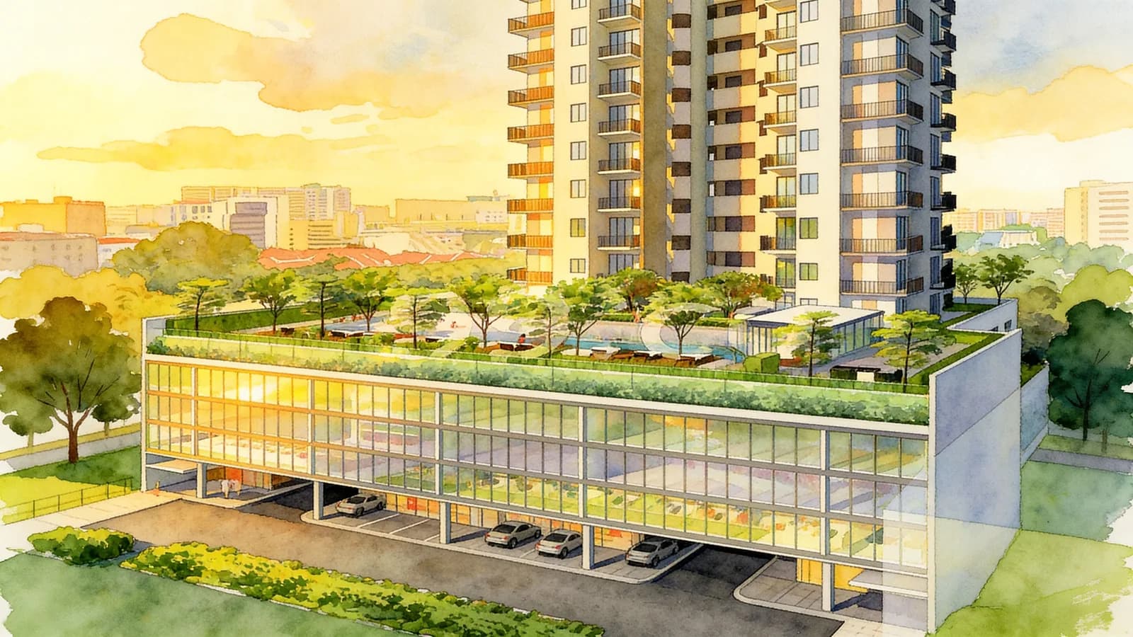 Okio, a condominium in Novena. Illustration is AI-generated.