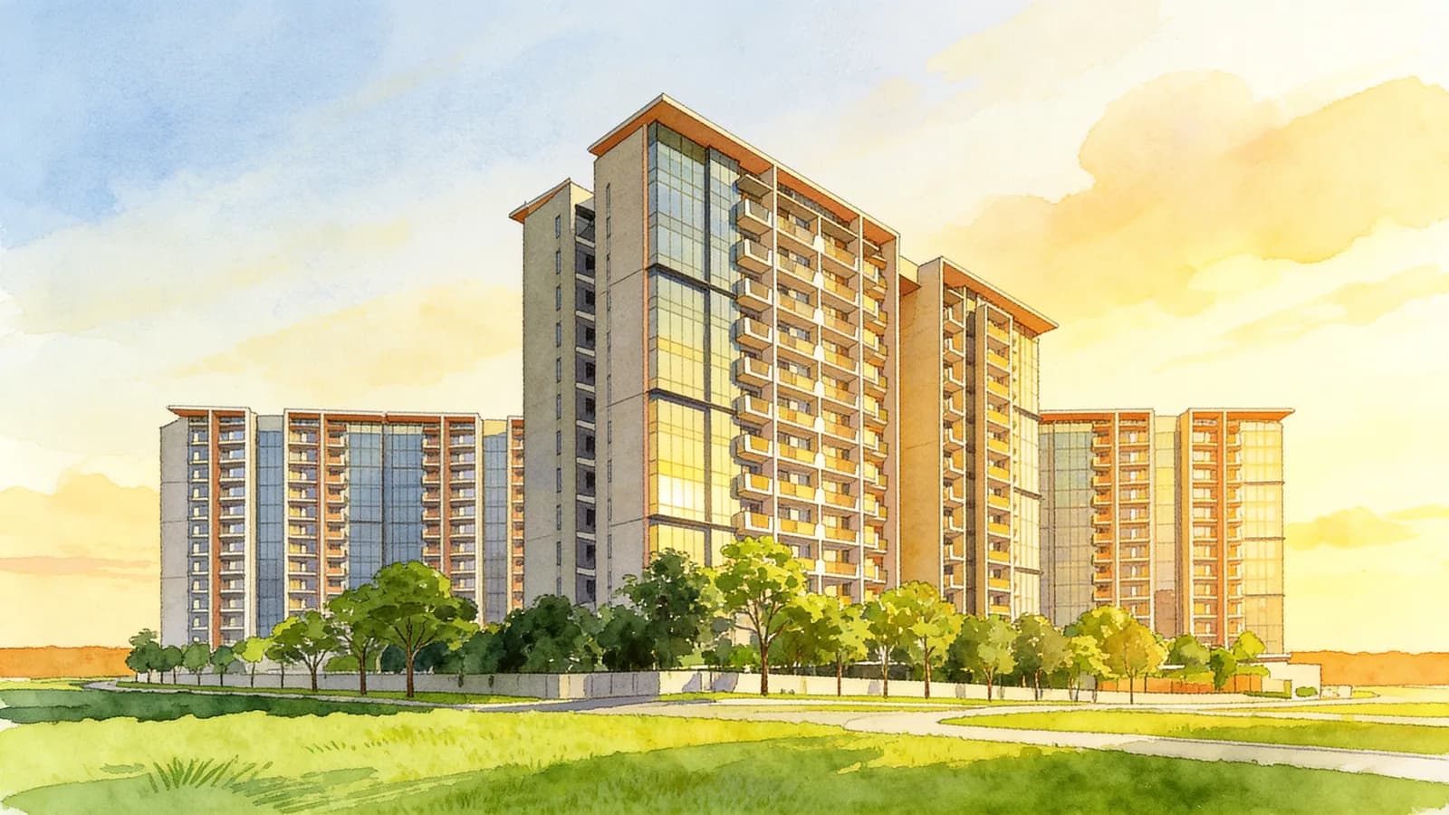 The Garden Residences, a 15-storey condominium in Serangoon. Illustration is AI-generated.
