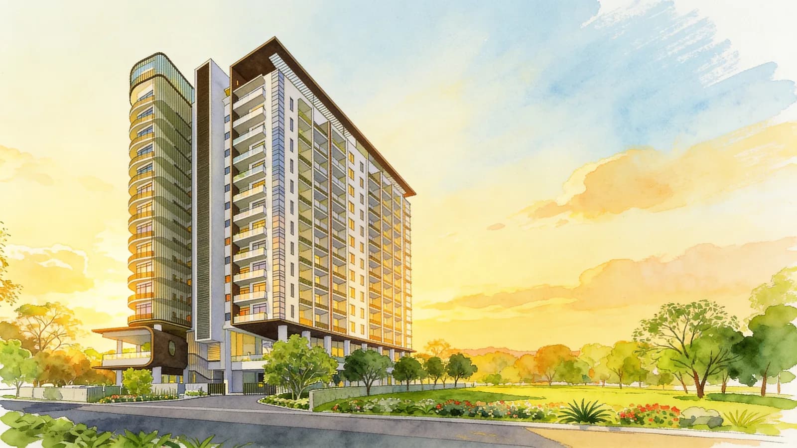 Neem Tree, a 16-storey apartment in Novena. Illustration is AI-generated.