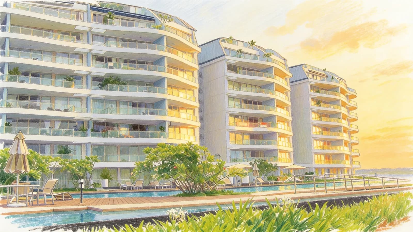 The Coast At Sentosa Cove, a condominium in Southern Islands. Illustration is AI-generated.