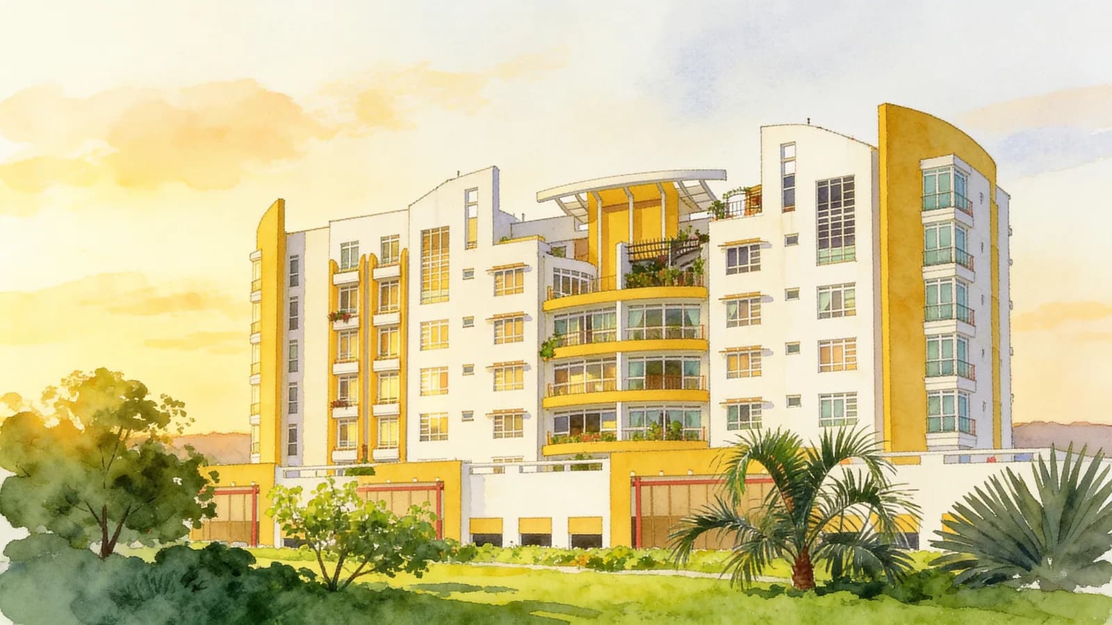 Sun Plaza, a 12-storey development in Sembawang. Illustration is AI-generated.