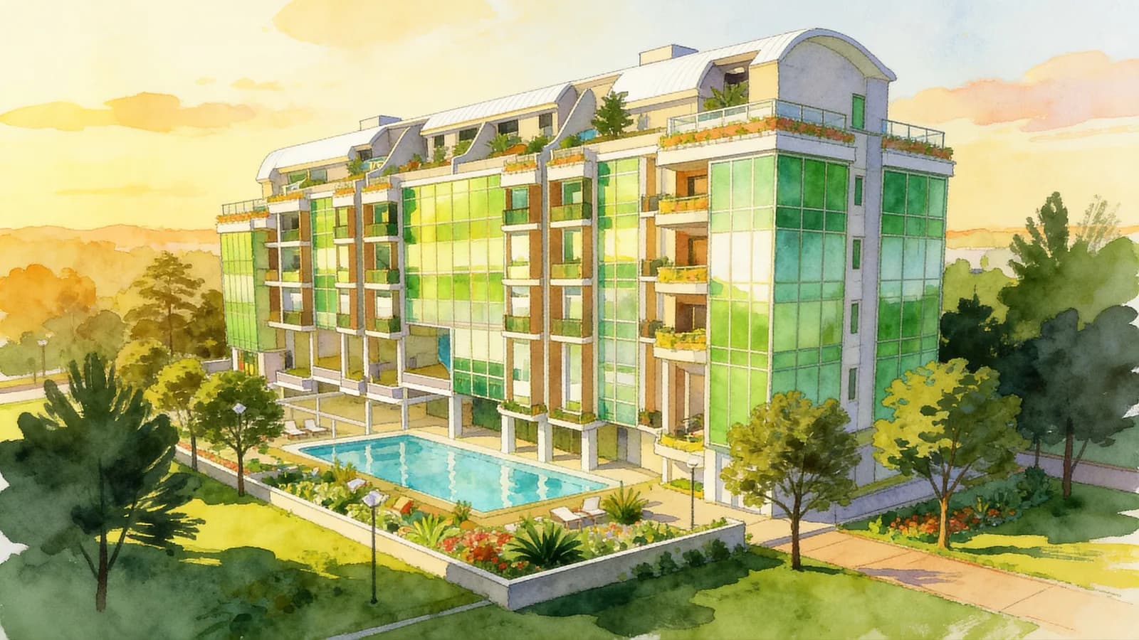 Ceylon Residence, a 5-storey apartment in Marine Parade. Illustration is AI-generated.