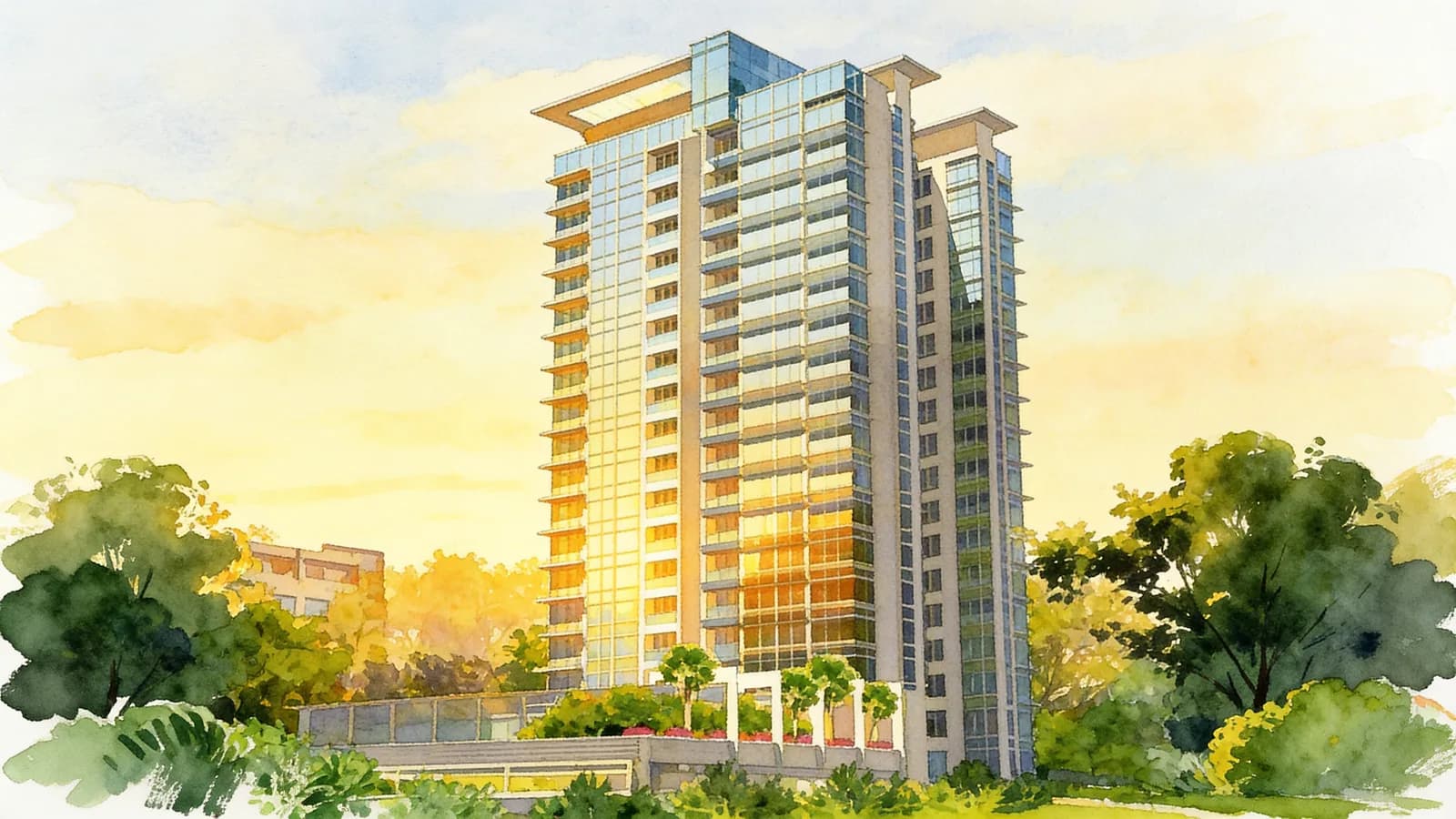 Meyer Residence, a 19-storey apartment in Marine Parade. Illustration is AI-generated.