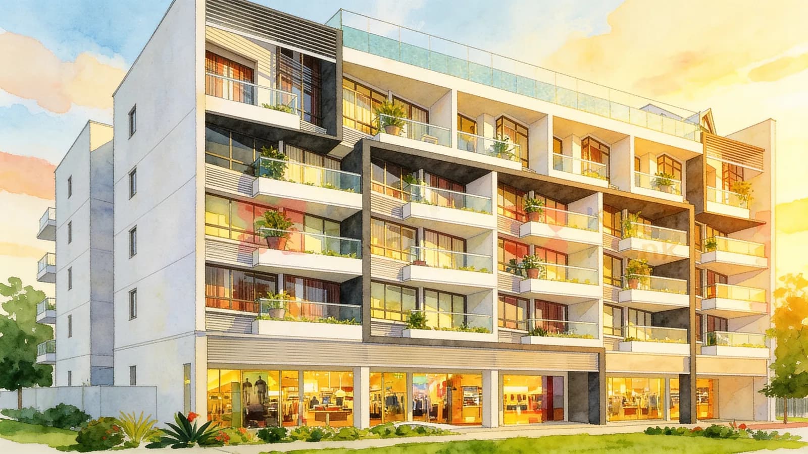 Suites 123, an apartment in Kallang. Illustration is AI-generated.