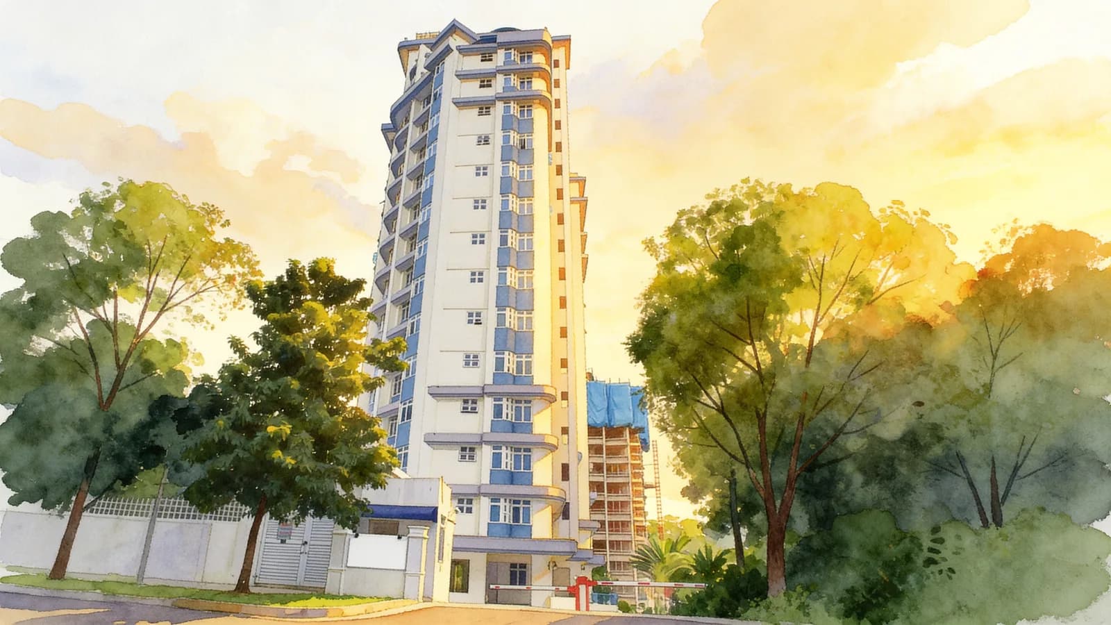 The Sierra, a 17-storey apartment in Bukit Timah. Illustration is AI-generated.