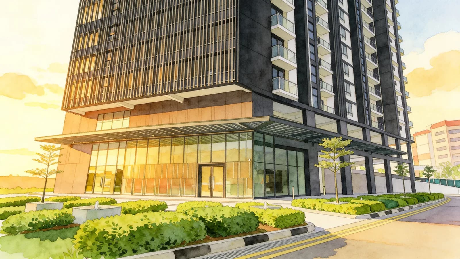 The Mezzo, an apartment in Novena. Illustration is AI-generated.