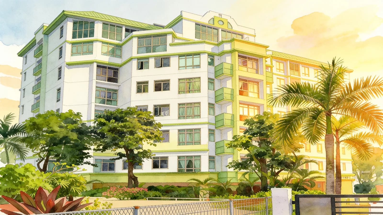 Palm Residence, a condominium in Bukit Timah. Illustration is AI-generated.