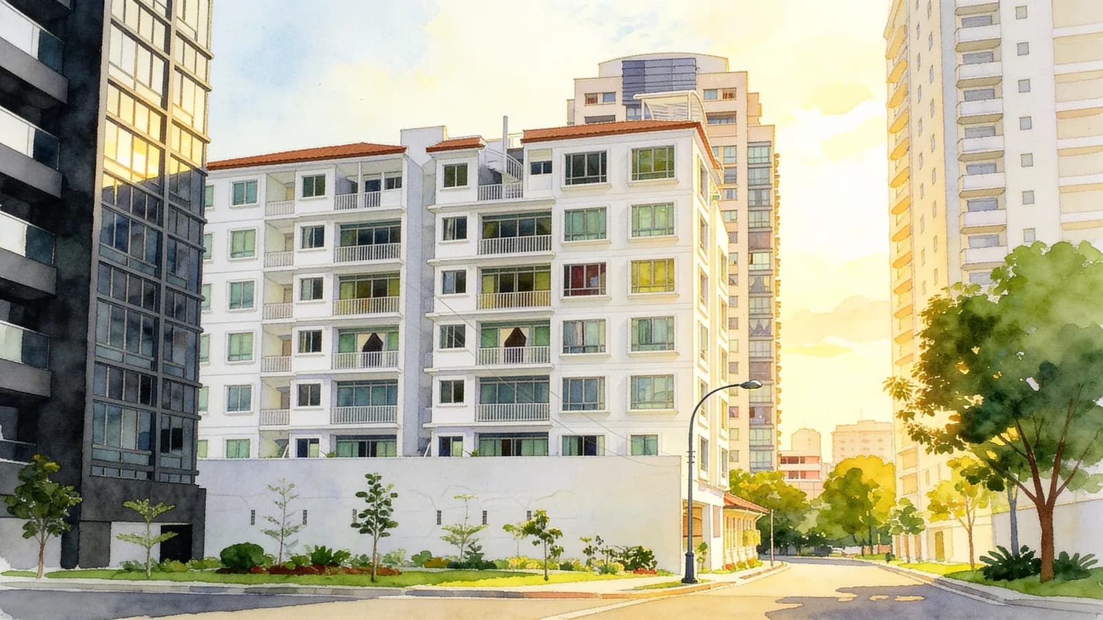 Chelsea Grove, an 8-storey apartment in Novena. Illustration is AI-generated.