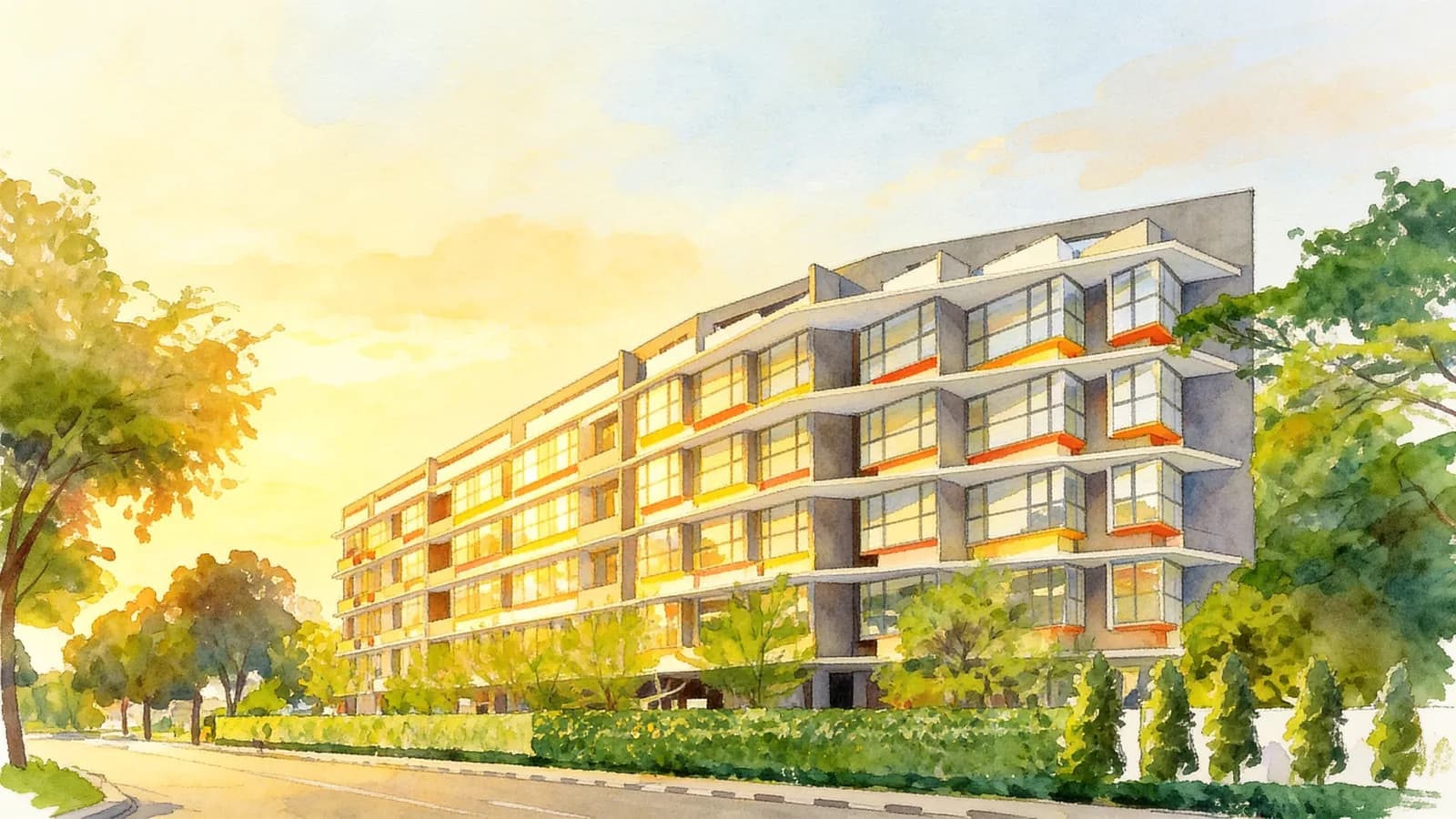 Axis @ Siglap, a 4-storey apartment. Illustration is AI-generated.