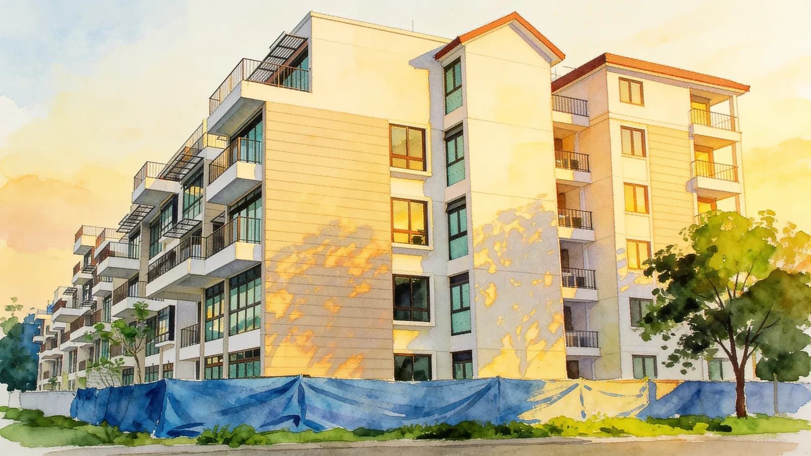 Varsity Park Condominium, a 5-storey condominium in Clementi. Illustration is AI-generated.