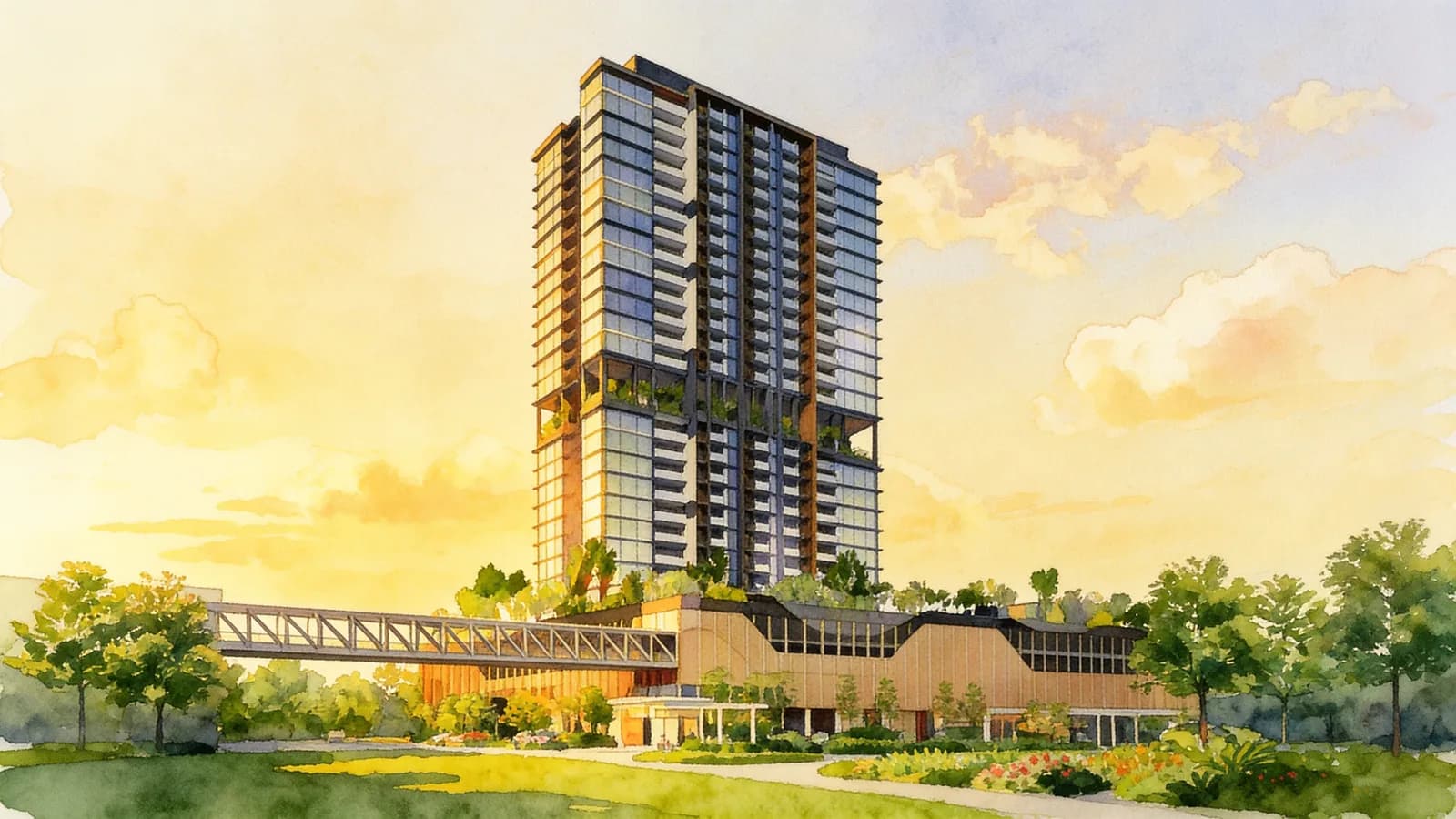 J'den, a 40-storey condominium in Jurong East. Illustration is AI-generated.