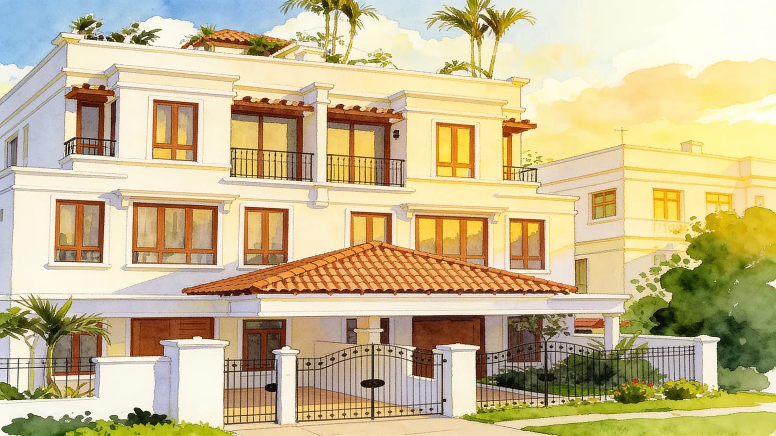 Pavilion Park, a semi-detached house. Illustration is AI-generated.