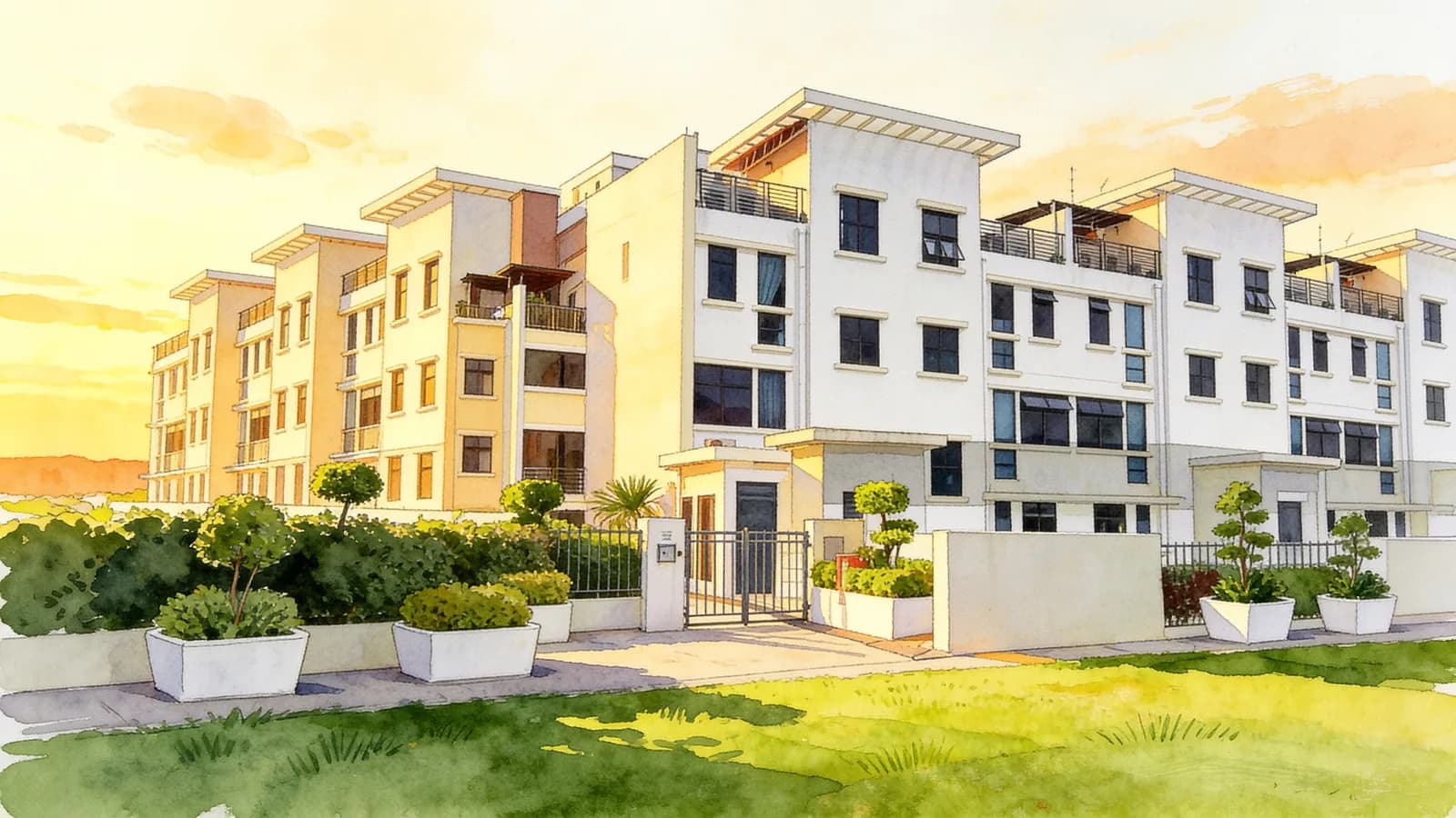 La Belle, a cluster house. Illustration is AI-generated.