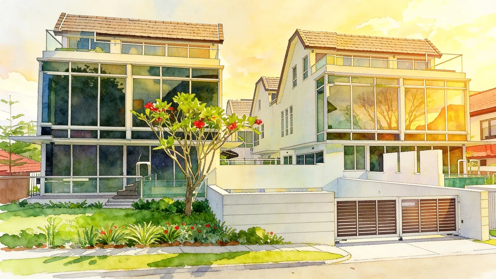 Matlock Residences, a bungalow house. Illustration is AI-generated.