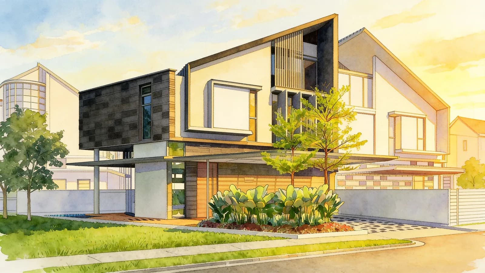 121 Collection on Whitley, a semi-detached house. Illustration is AI-generated.