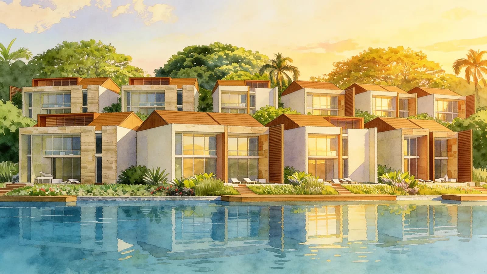 Sandy Island, a bungalow house. Illustration is AI-generated.