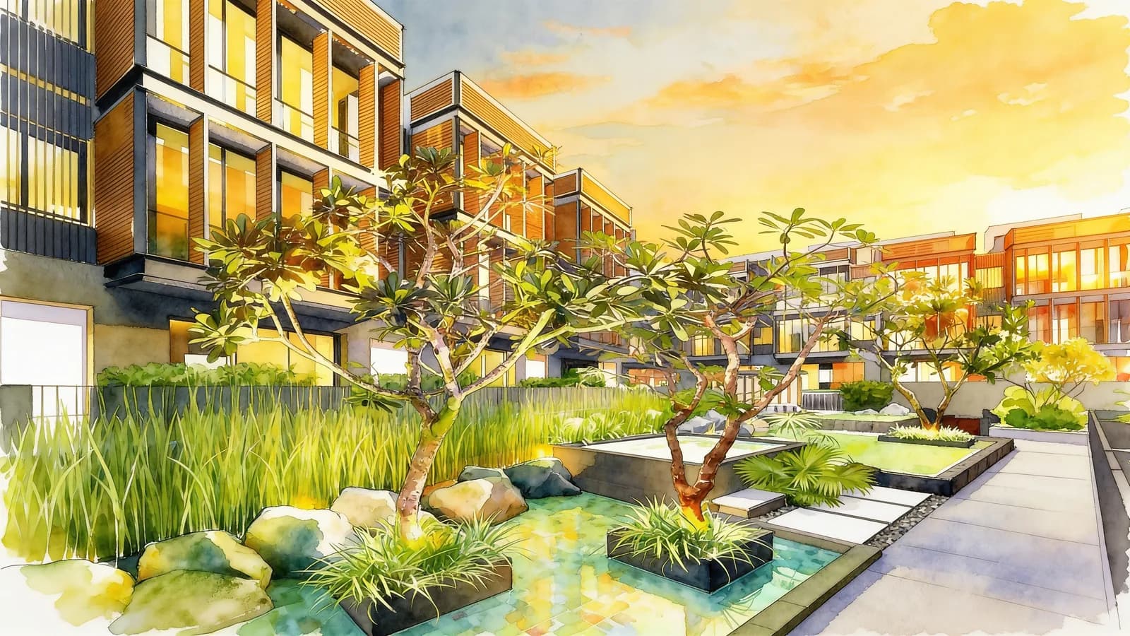 One Surin, a terraced house. Illustration is AI-generated.