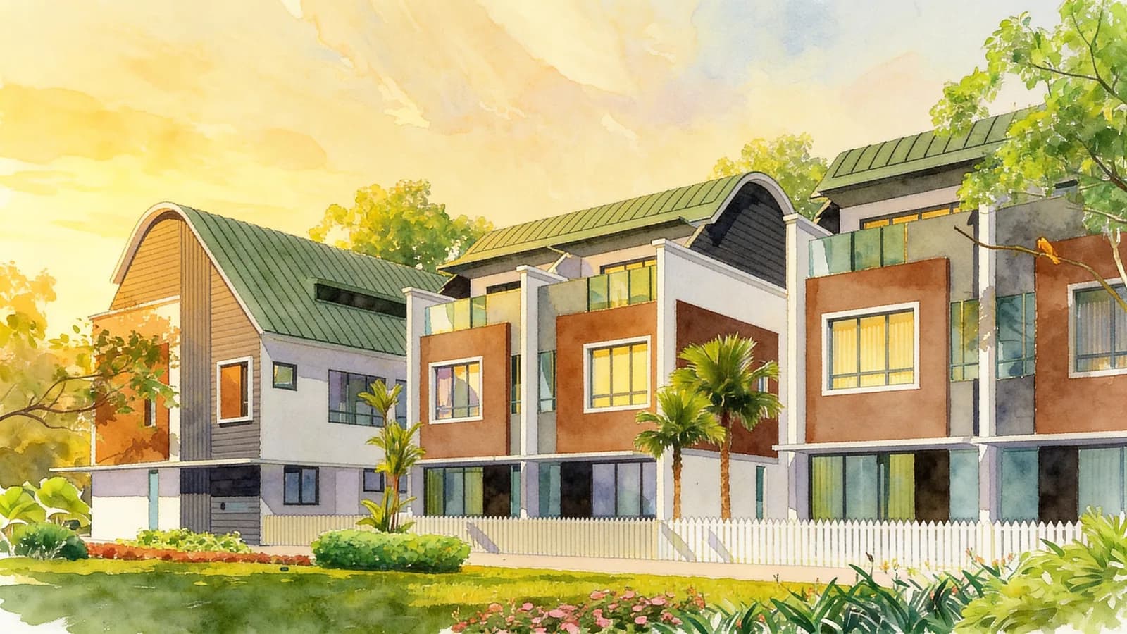 Sommerville Residences, a 3-storey cluster house. Illustration is AI-generated.