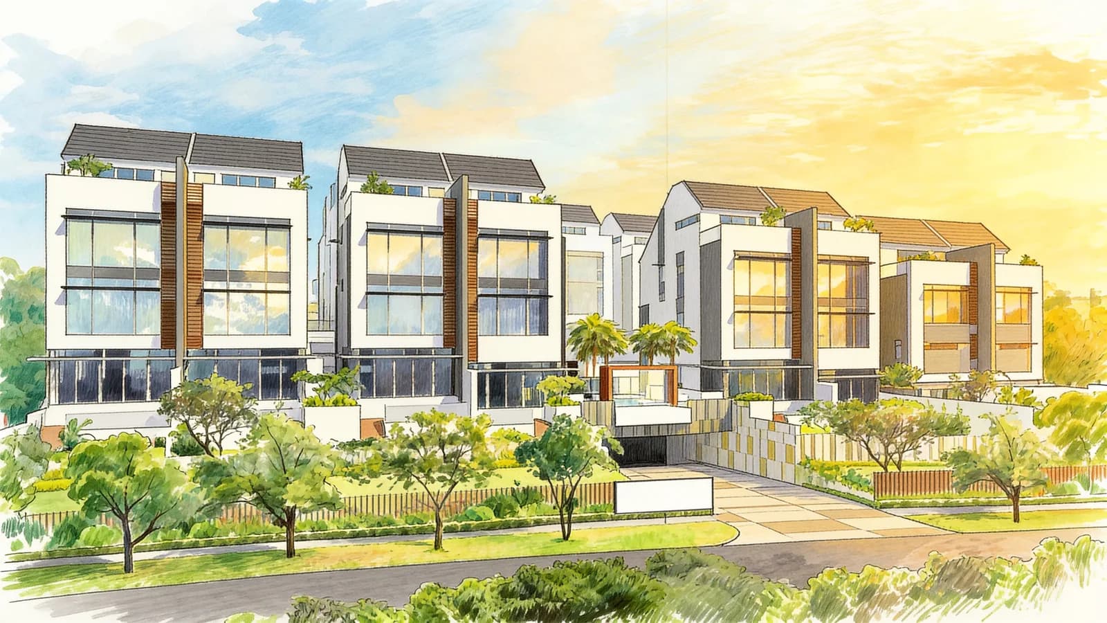 Estrivillas, a terraced house. Illustration is AI-generated.