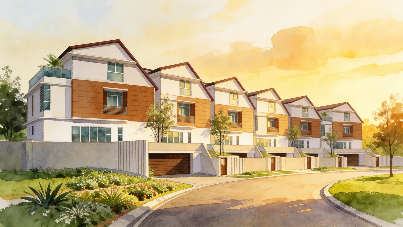 Victory Ville, a cluster house. Illustration is AI-generated.