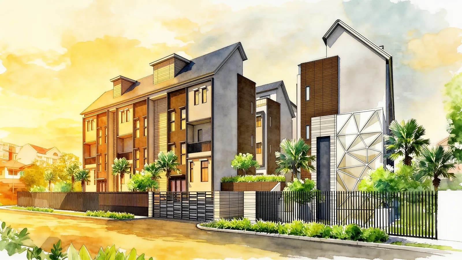 Kaleido, a cluster house. Illustration is AI-generated.