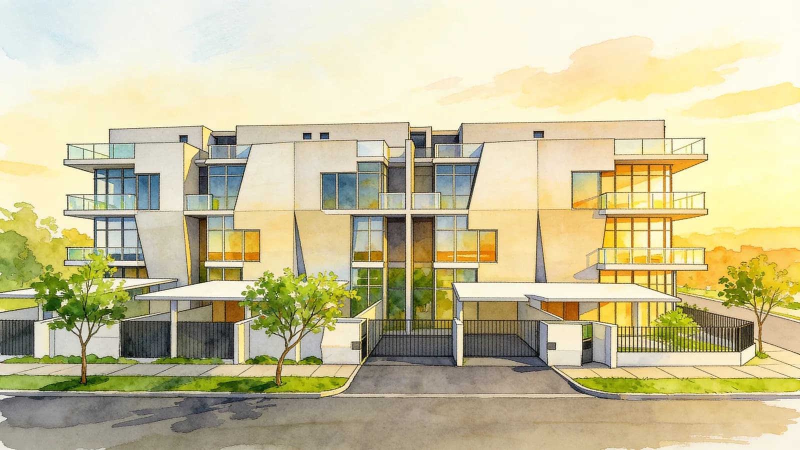 Avant Parc, a terraced house. Illustration is AI-generated.