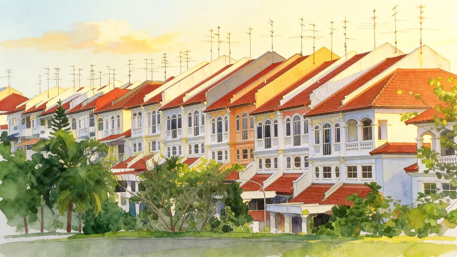 Loyang Villas, a terraced house. Illustration is AI-generated.