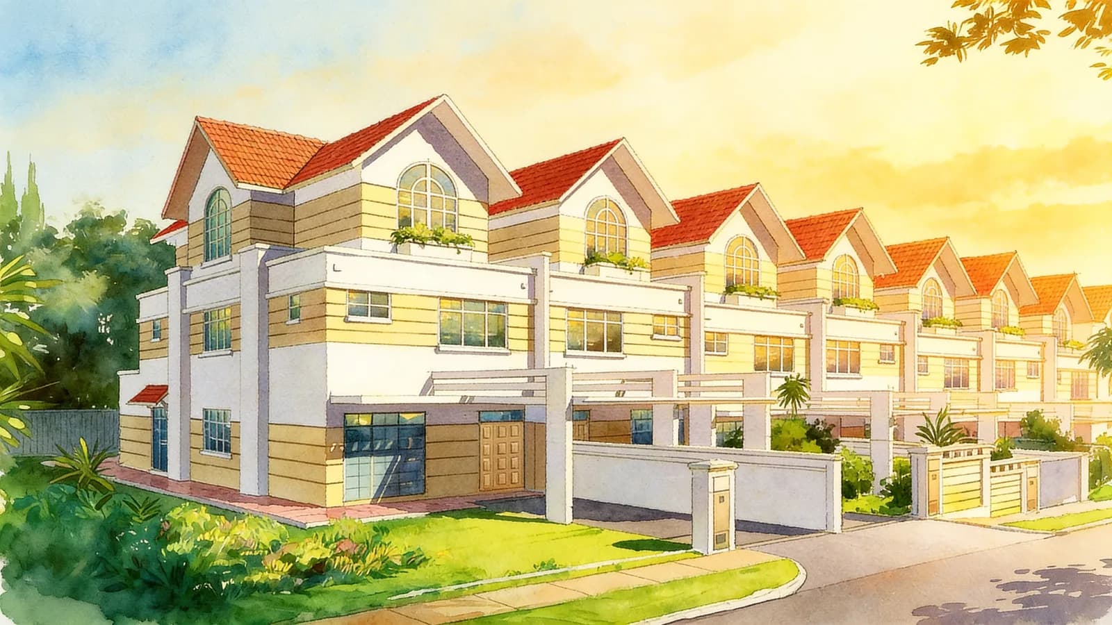 Liria Terrace, a terraced house. Illustration is AI-generated.