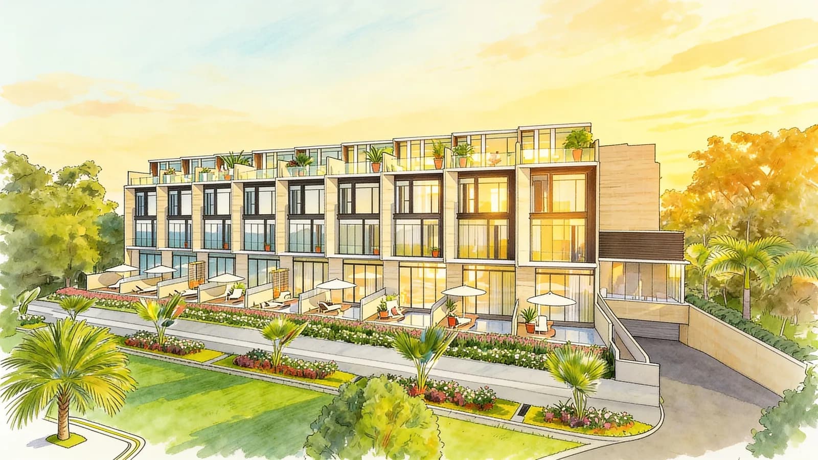 Palacio, a cluster house. Illustration is AI-generated.