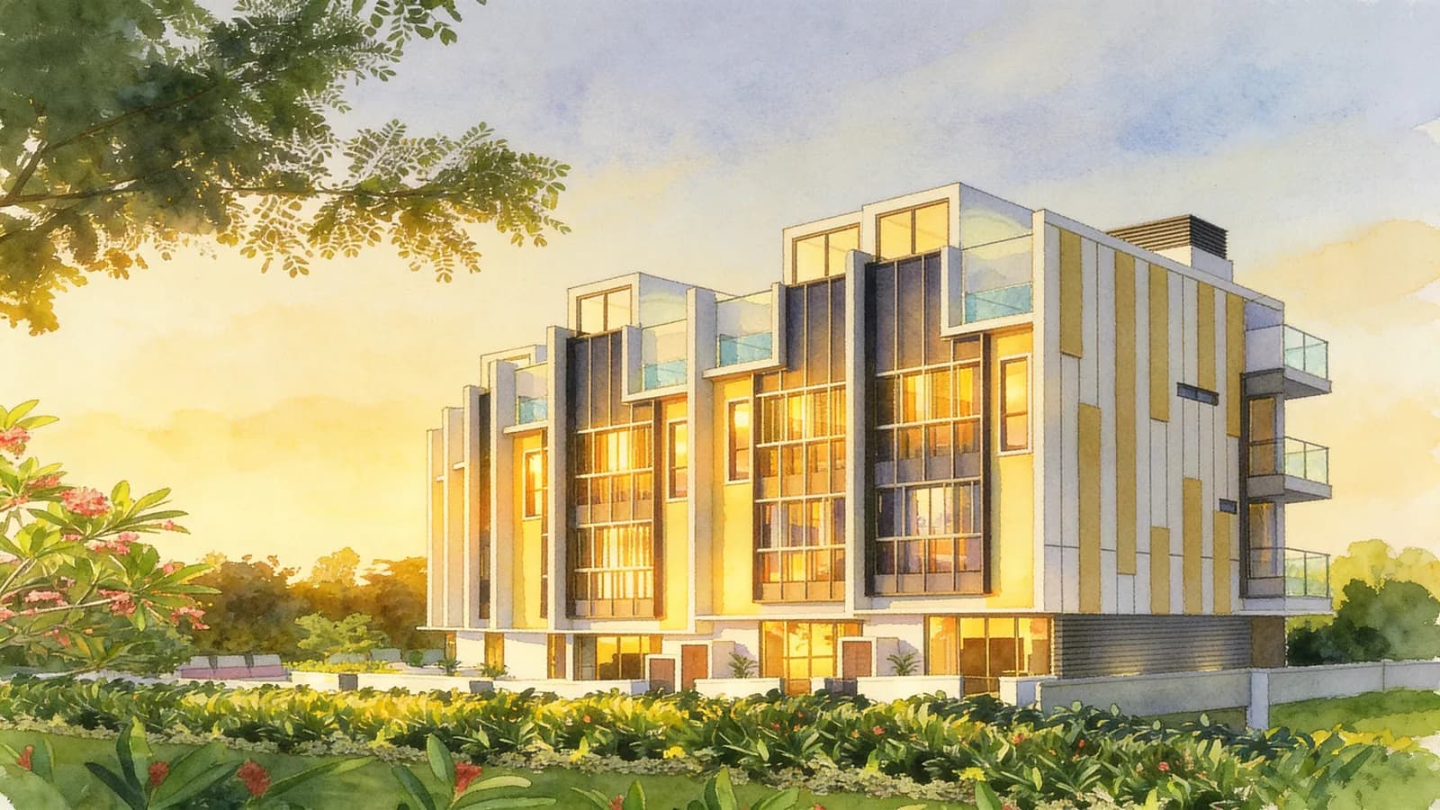 Eastrees, a cluster house. Illustration is AI-generated.