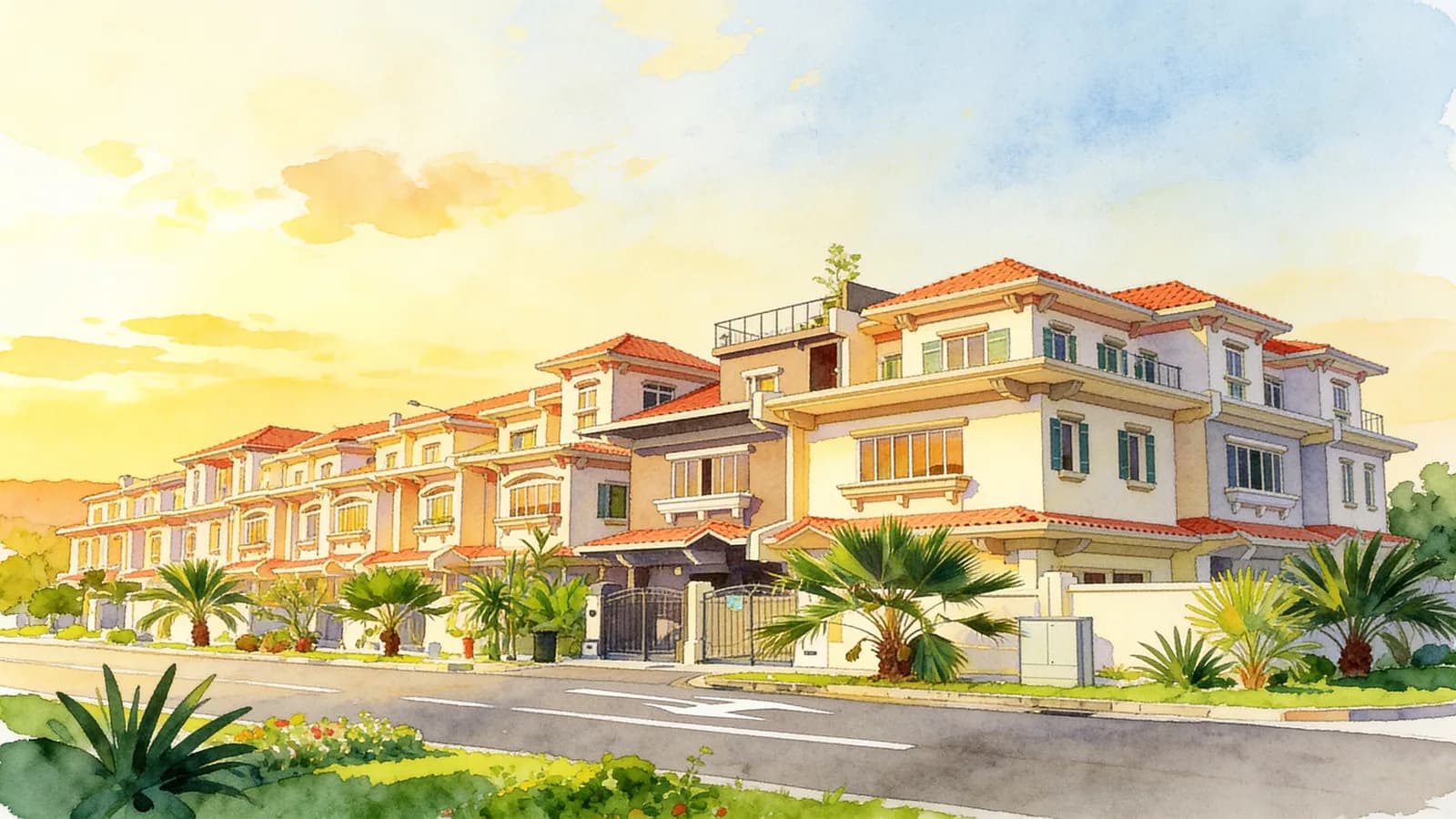 Changi Heights, a terraced house. Illustration is AI-generated.