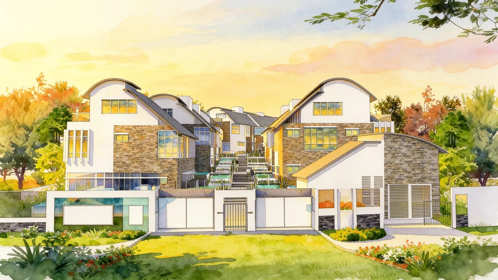 Five Chancery, a cluster house. Illustration is AI-generated.