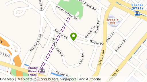 Map showing the location of Sophia Service Apartments