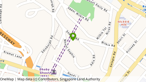 Map showing the location of Mount Sophia Suites