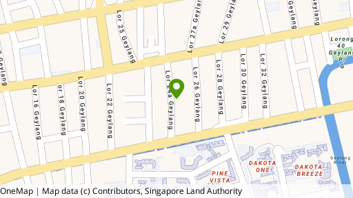 Map showing the location of 96B Lorong 27 Geylang